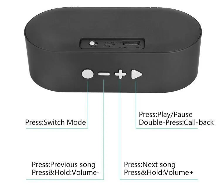 Portable grey Bluetooth speaker with HD microphone on a table