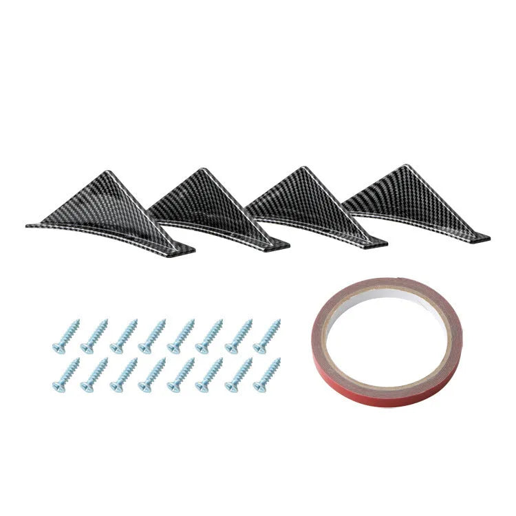 Four triangle rear spoilers in bright black and carbon fibre finishes
