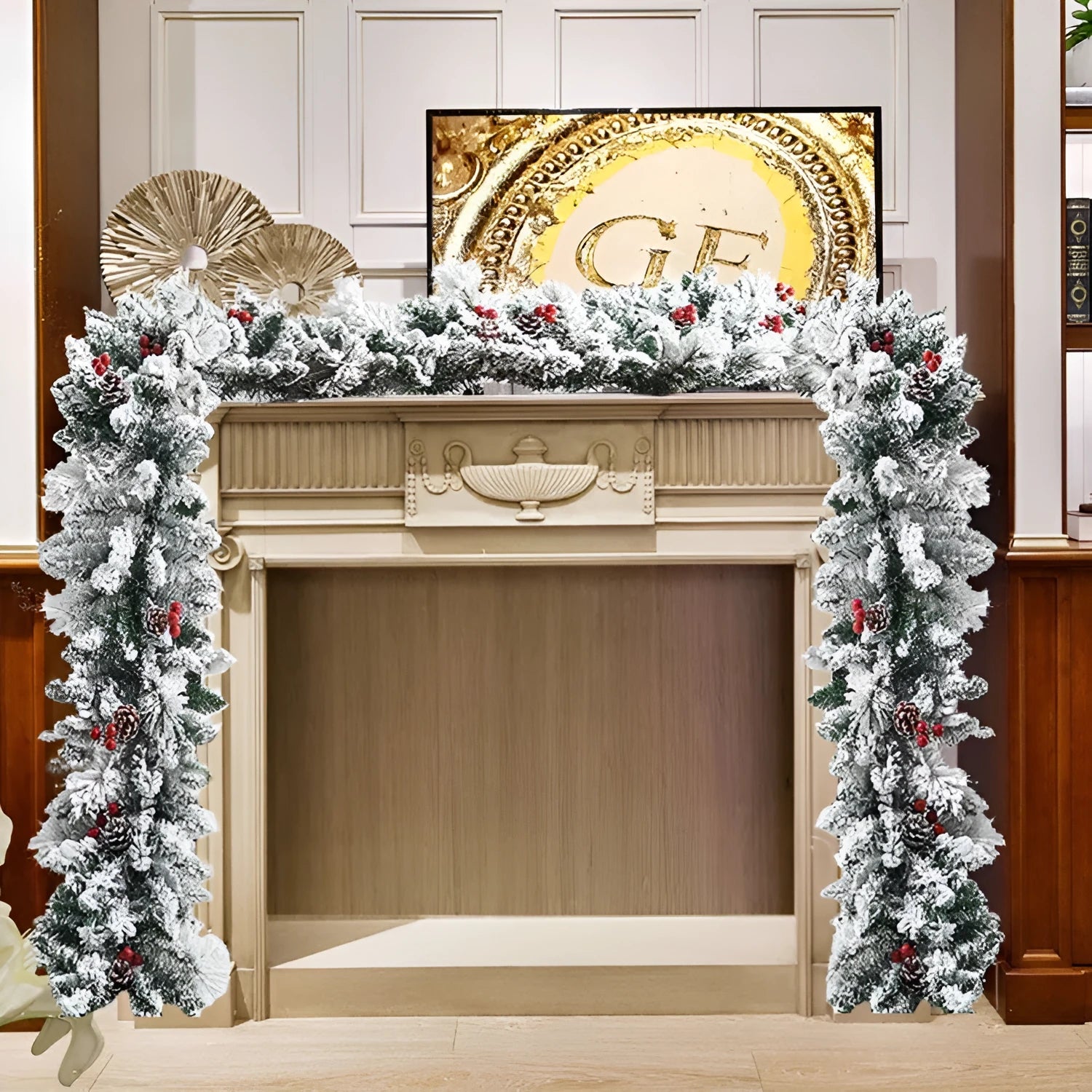 Snow-flocked Christmas rattan vine decoration in three length options