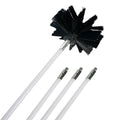 Pipe cleaning brush set with six nylon rods and 100mm diameter galvanised iron wire brush head in blister packaging