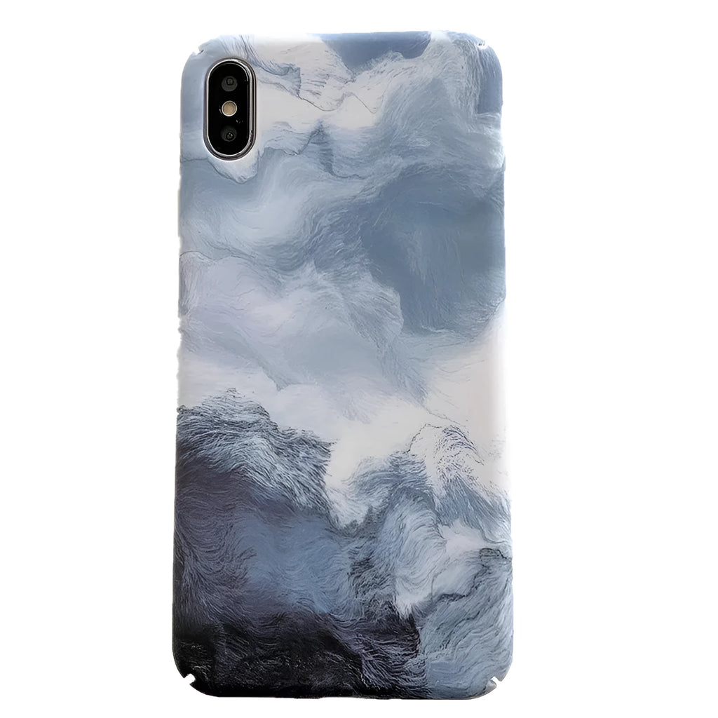 Blue waves Japanese Korean style hard PC back cover for iPhone