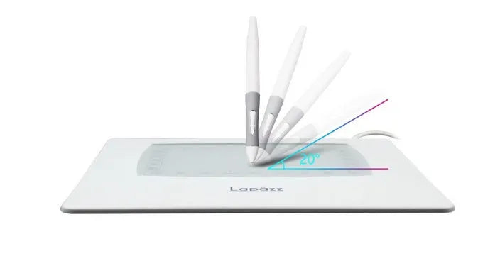 Computer painting board USB graphics tablet in white with electromagnetic pressure stylus, 22.6 by 22.1 cm drawing area
