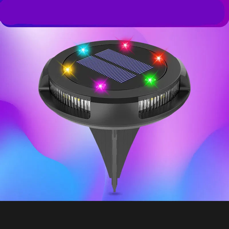 Black LED solar underground lawn light with seven colour cold white light, 11x4x13cm