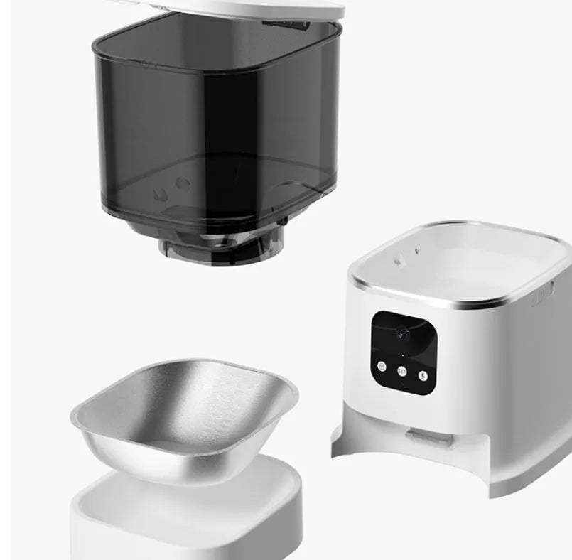 Pet automatic feeder 6L large capacity smart voice recorder app control timer feeding cat dog food dispenser white colour