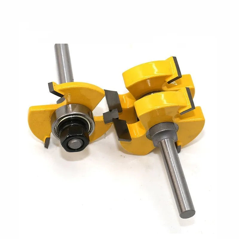 T-shaped tenon jointing knife woodworking router bit with three-tooth carbide tip and 8mm shank
