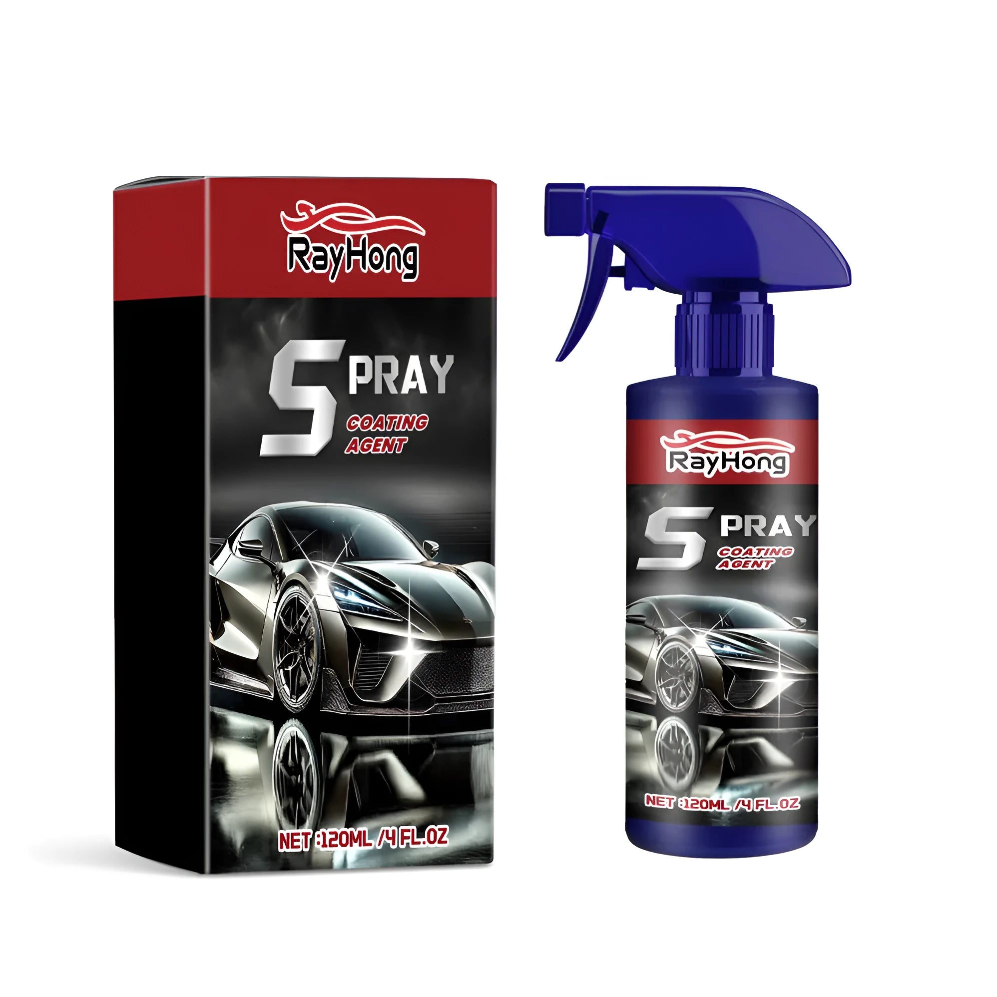 Auto refresh car polishing spray in 10.7 cm by 7 cm box packaging with spray bottle applicator