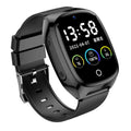 Black GPS tracker smartwatch with 1.54-inch touch screen showing health monitoring display