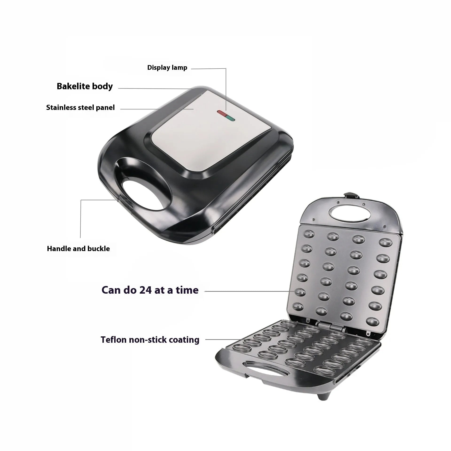 Black nut roasting machine measuring 31 by 26 by 11 centimetres
