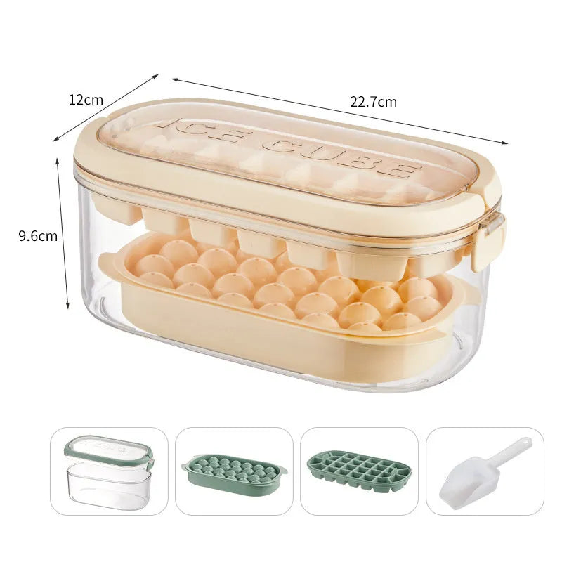 Plastic 2-layer ice cube tray set producing 54 ice cubes in Fresh Green colour with easy-release design