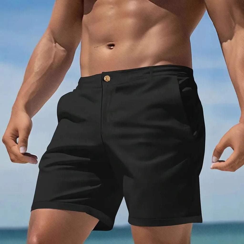 Men's casual sports shorts in cotton blend fabric with straight-leg Korean style design