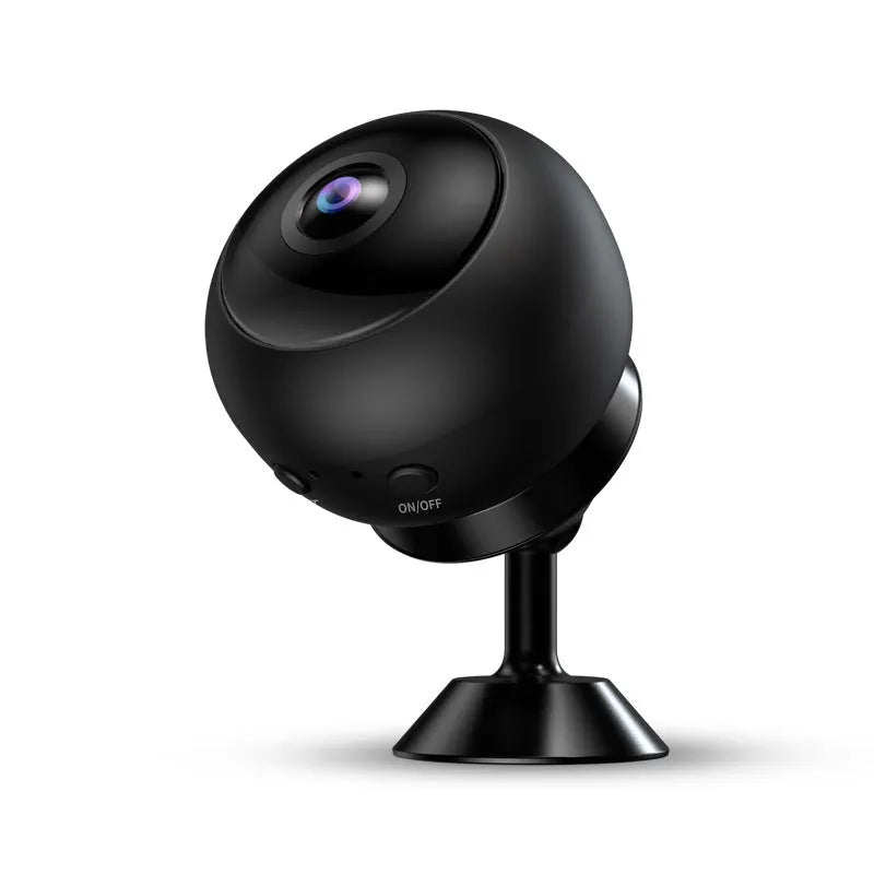 White 1080p wireless WIFI surveillance camera with a compact ABS housing and lens.