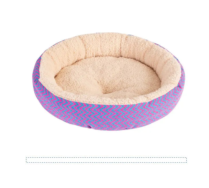 Canvas and Shu cotton velvet pet bed with 3D PP cotton padding in Blue, available in S, L, and XL sizes