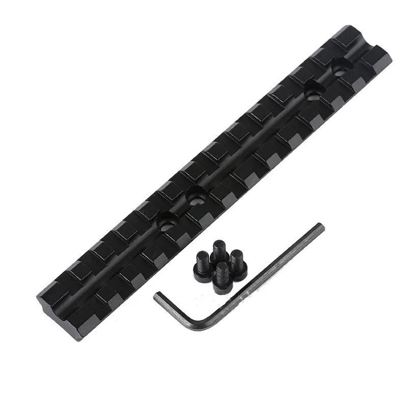 Black aluminium Picatinny rail scope mount for shotguns with screws and Allen key