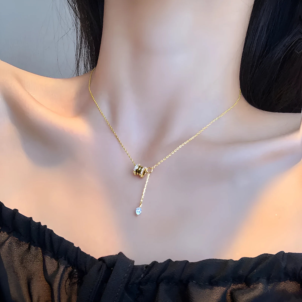Gold plated copper choker necklace, 38 cm with 5 cm extension chain, Korean style short necklace