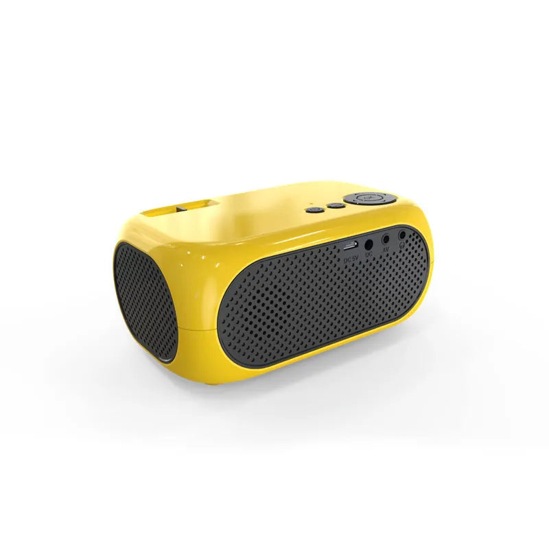 M24 Micro Mini Portable LED Projector in gold and white colours with compact dimensions