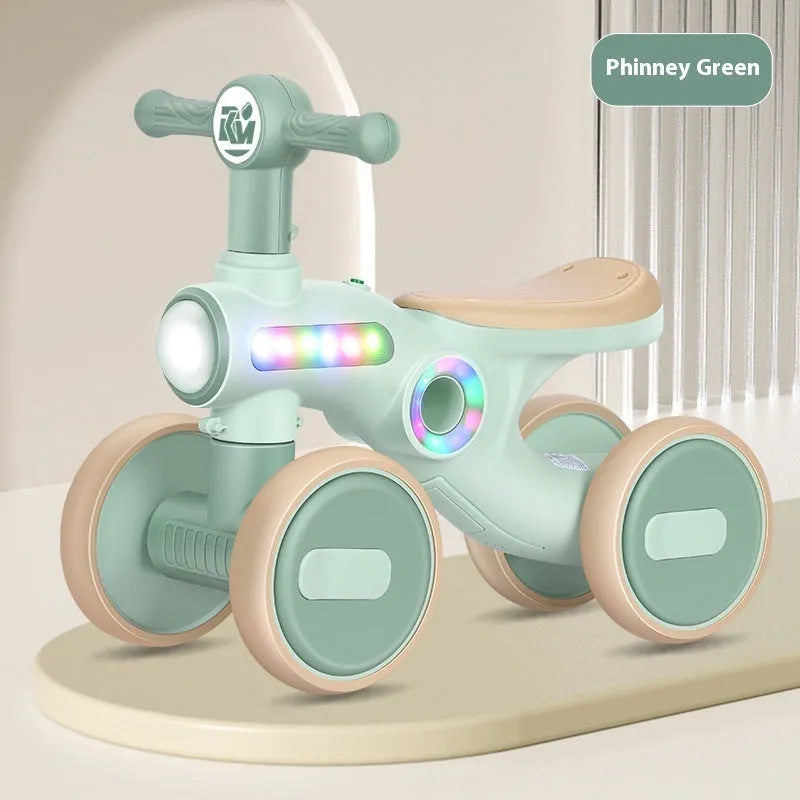 Children's gliding walker for ages 1-3, no pedal anti-rollover four-wheel car with light music, PP material