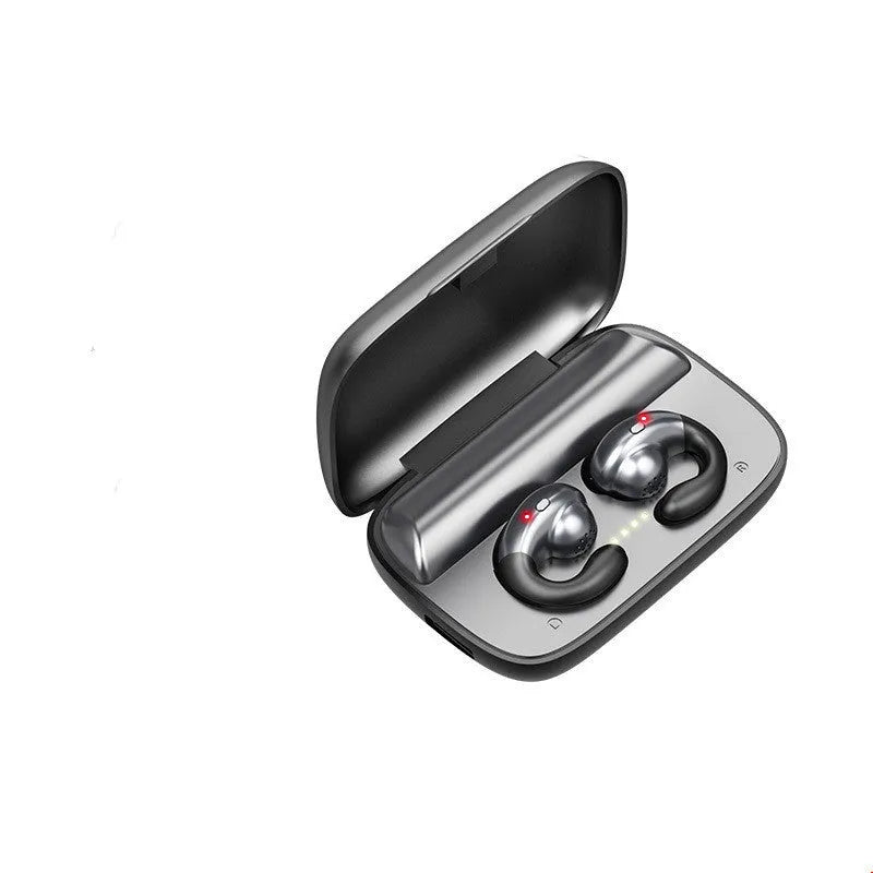 S19 over-ear bone conduction headphones Bluetooth 5.0 ear clip design waterproof stereo headset black