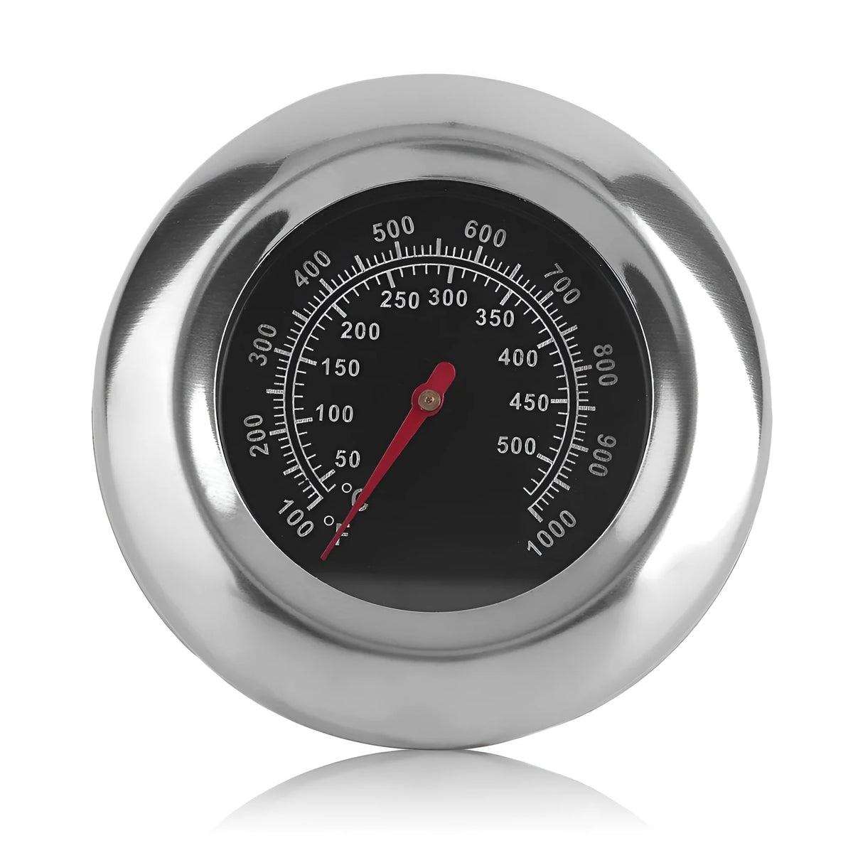 Stainless steel metal thermometer with 6x39mm probe and 76mm surface dial, steel colour