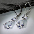 Fashion creative simple drop-shaped long earrings in white gold colour for women with diamond finish