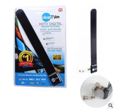 Black Clear TV Key indoor digital satellite HDTV antenna receiver, 50g FR-4 fibre, single unit in OPP bag
