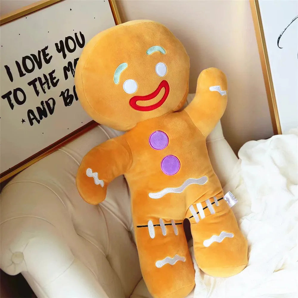Yellow cartoon anime cookie man plush toy with PP cotton filling