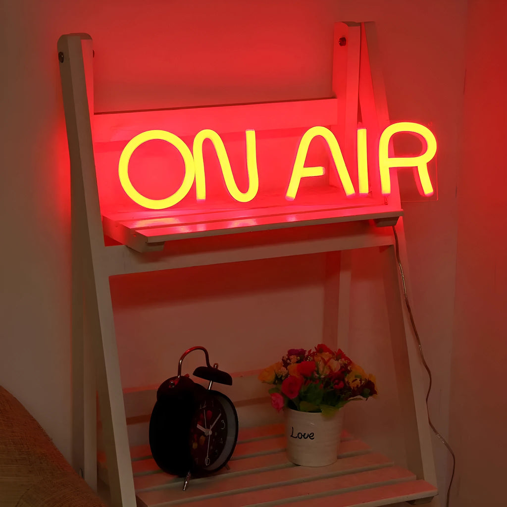 Square acrylic handmade light sign with LED neon strip, 40x10x3cm, for bar interior decoration