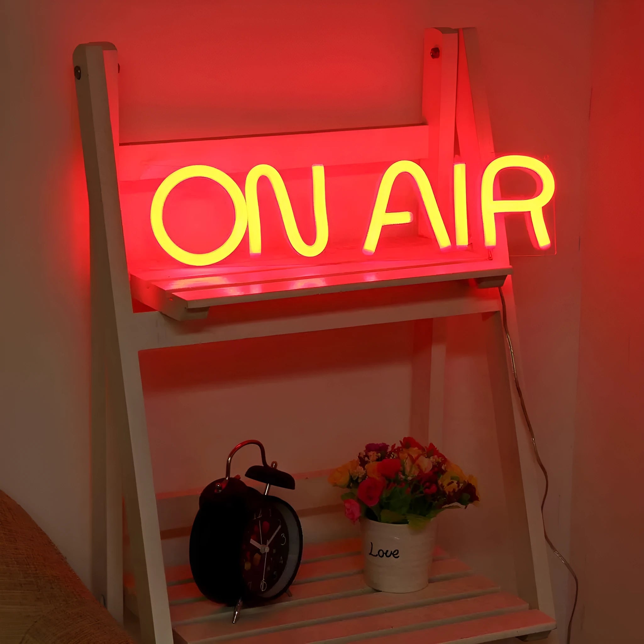 Square acrylic handmade light sign with LED neon strip, 40x10x3cm, for bar interior decoration