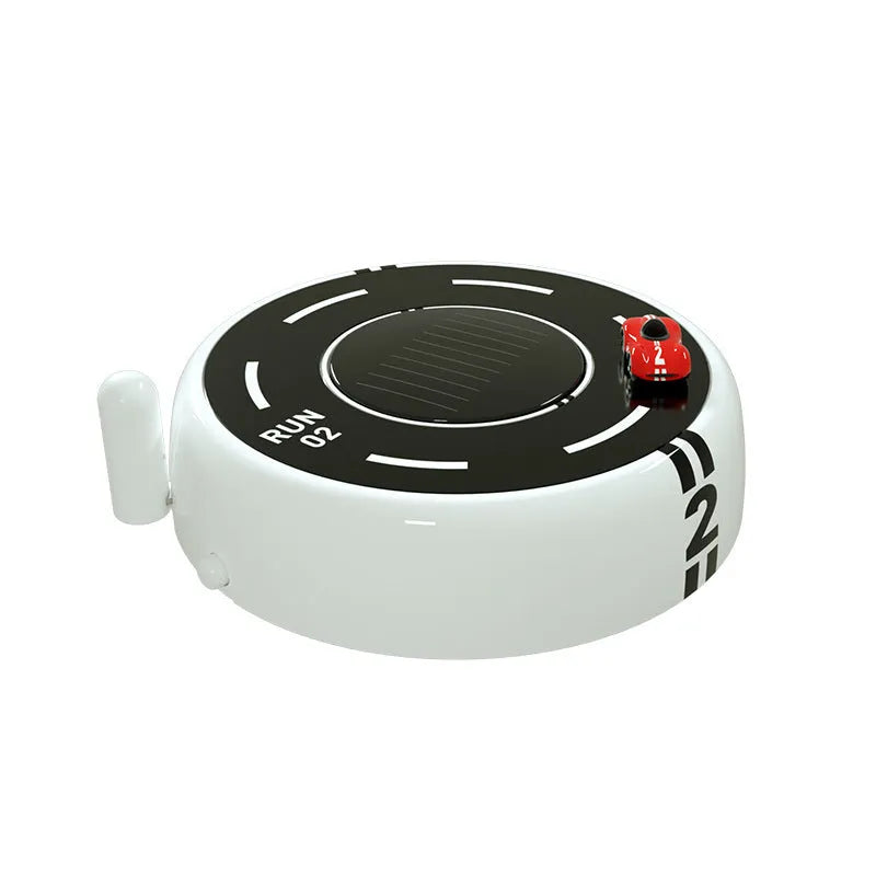 Solar-powered round car-shaped perfume diffuser with USB charging port in black, red, or white