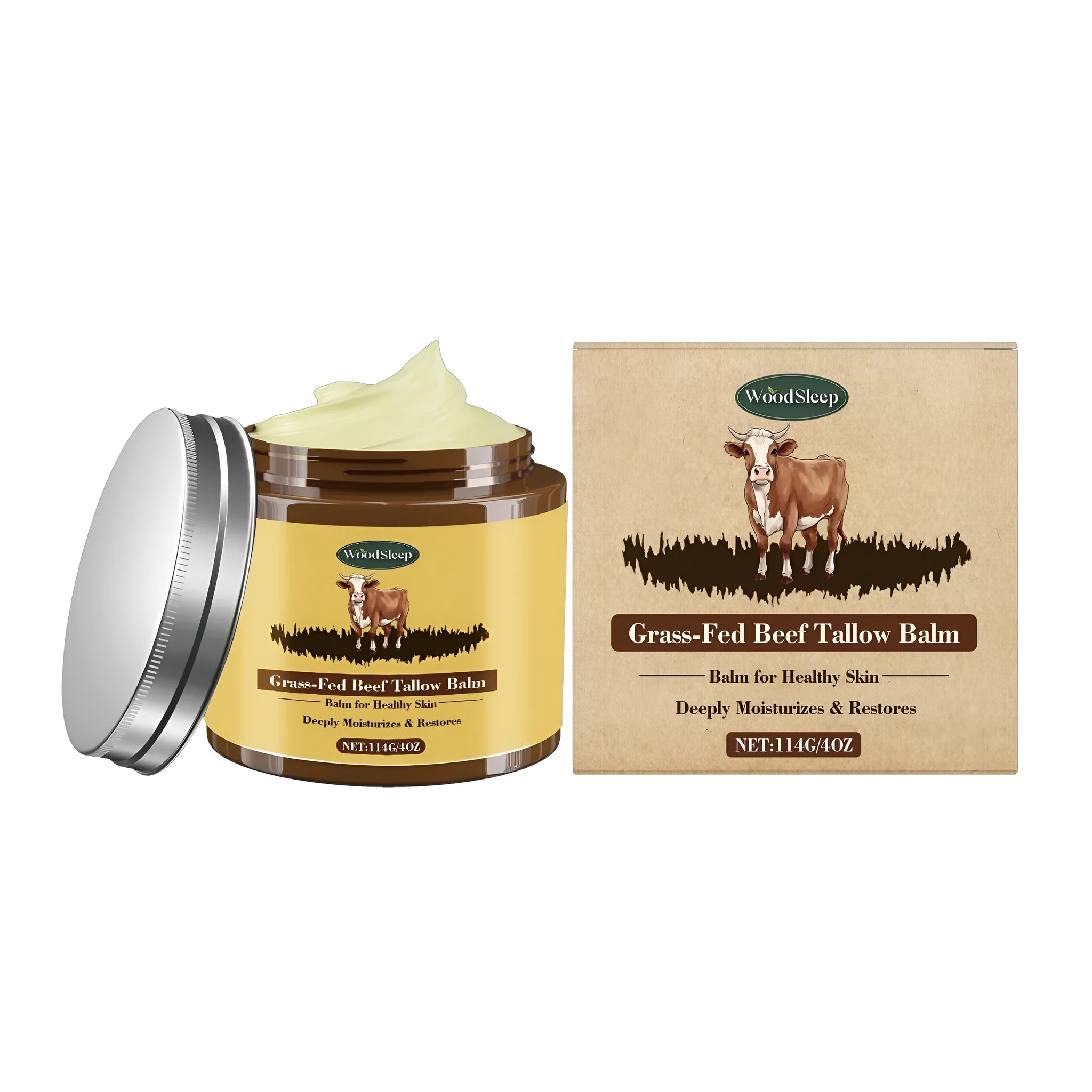Cow fat nursing cream in white 114g jar with moisturising formula