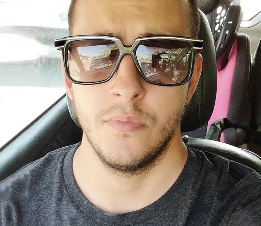 Men's UV400 sunglasses in Leopard brown with PC frame and metal accents