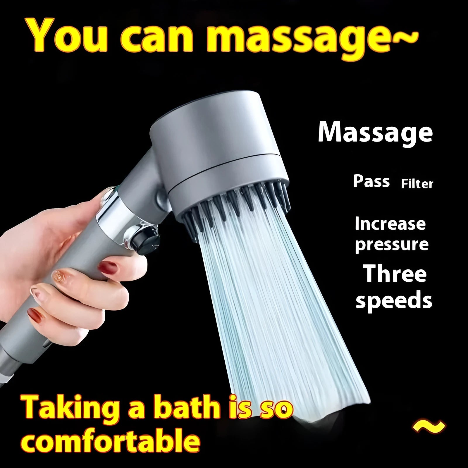 Strong Boost portable bathroom filter shower head with three adjustable spray settings