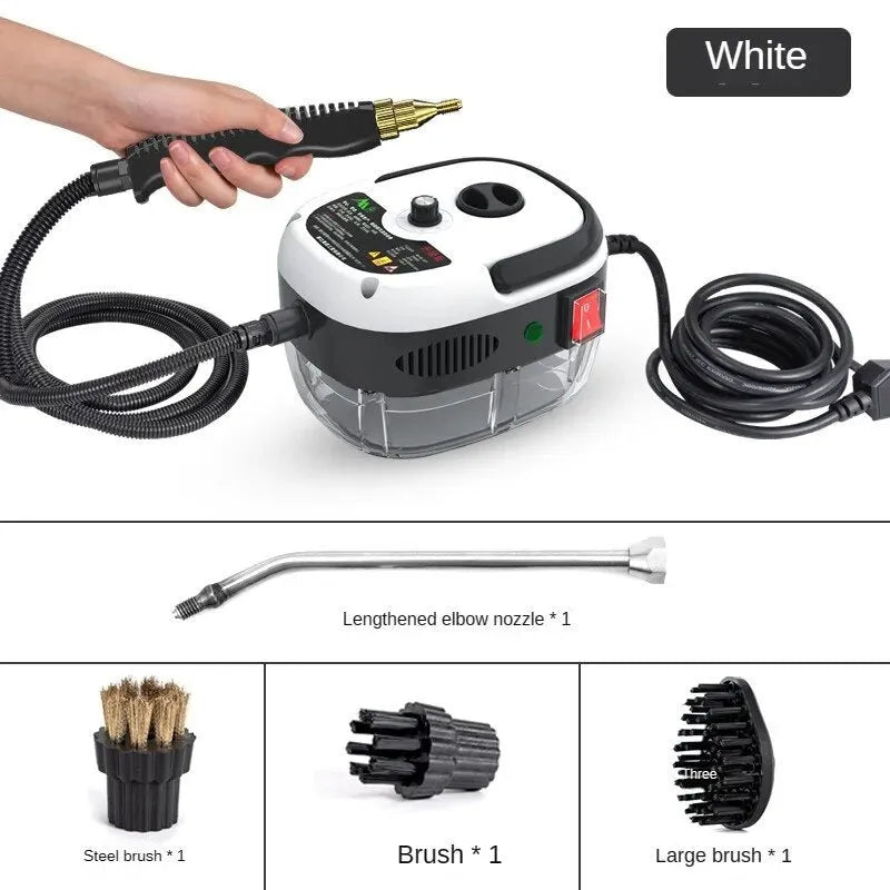 Yellow high-temperature high-pressure steam cleaner with nozzles for cleaning air conditioning and kitchen range hood grease