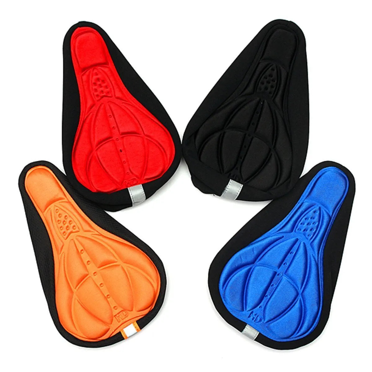 3D breathable bicycle seat cover with GEL silicone layer, 28cm x 17cm x 2cm, in black, red, blue or orange