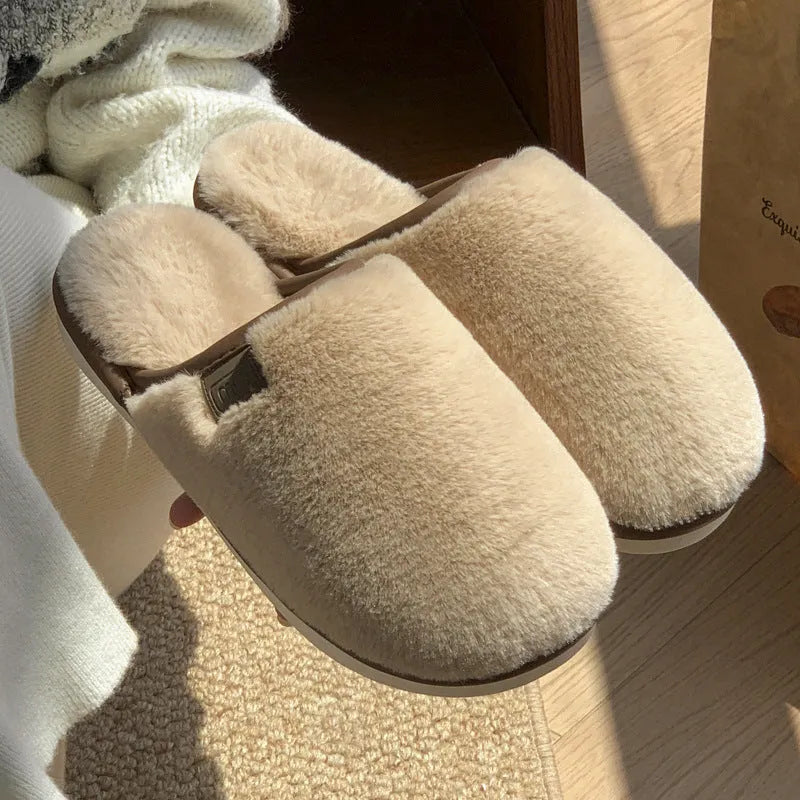 PVC non-slip plush winter slippers in blue brown coffee pink and white colours