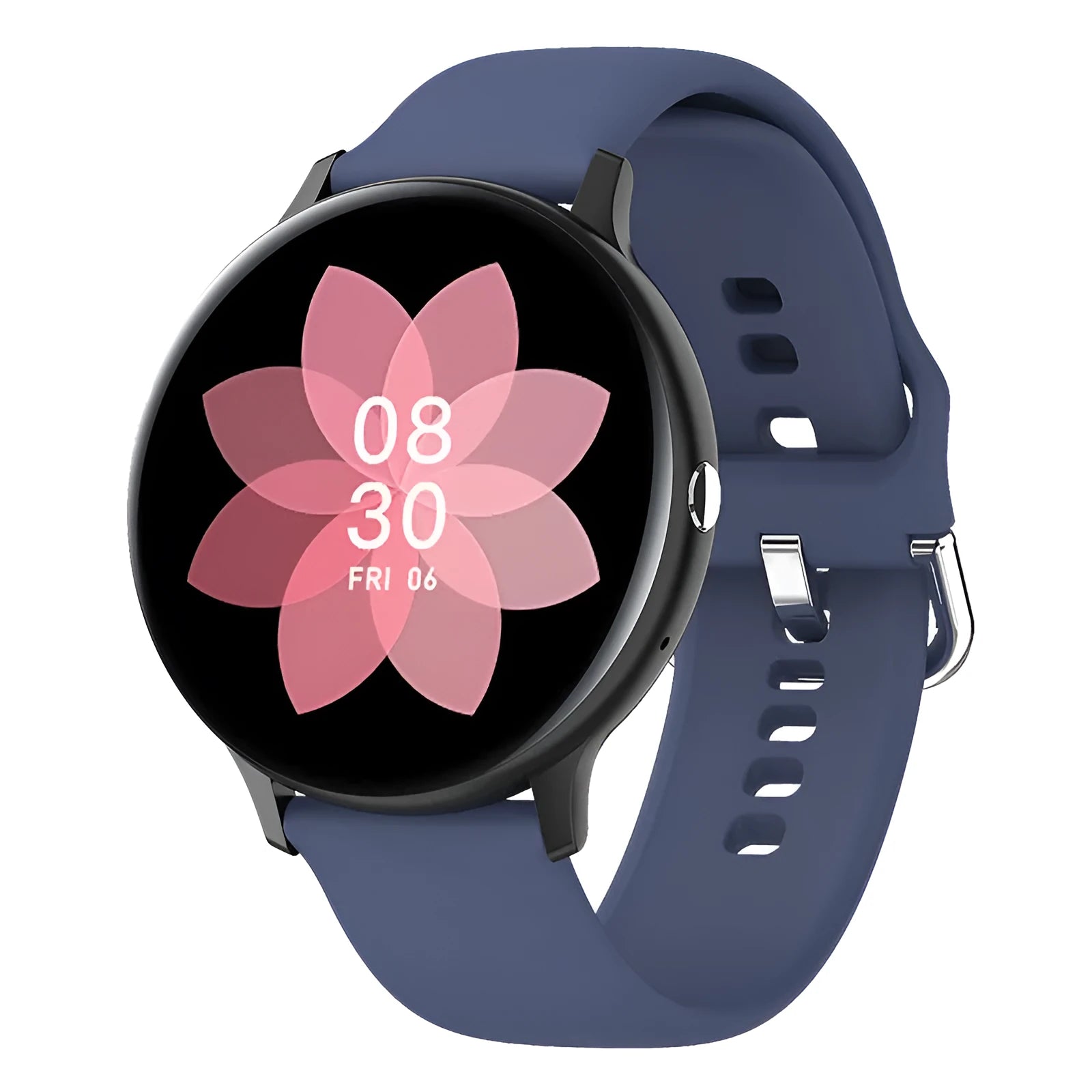 Smart bracelet with touchscreen display showing heart rate, worn on wrist with black TPU strap.