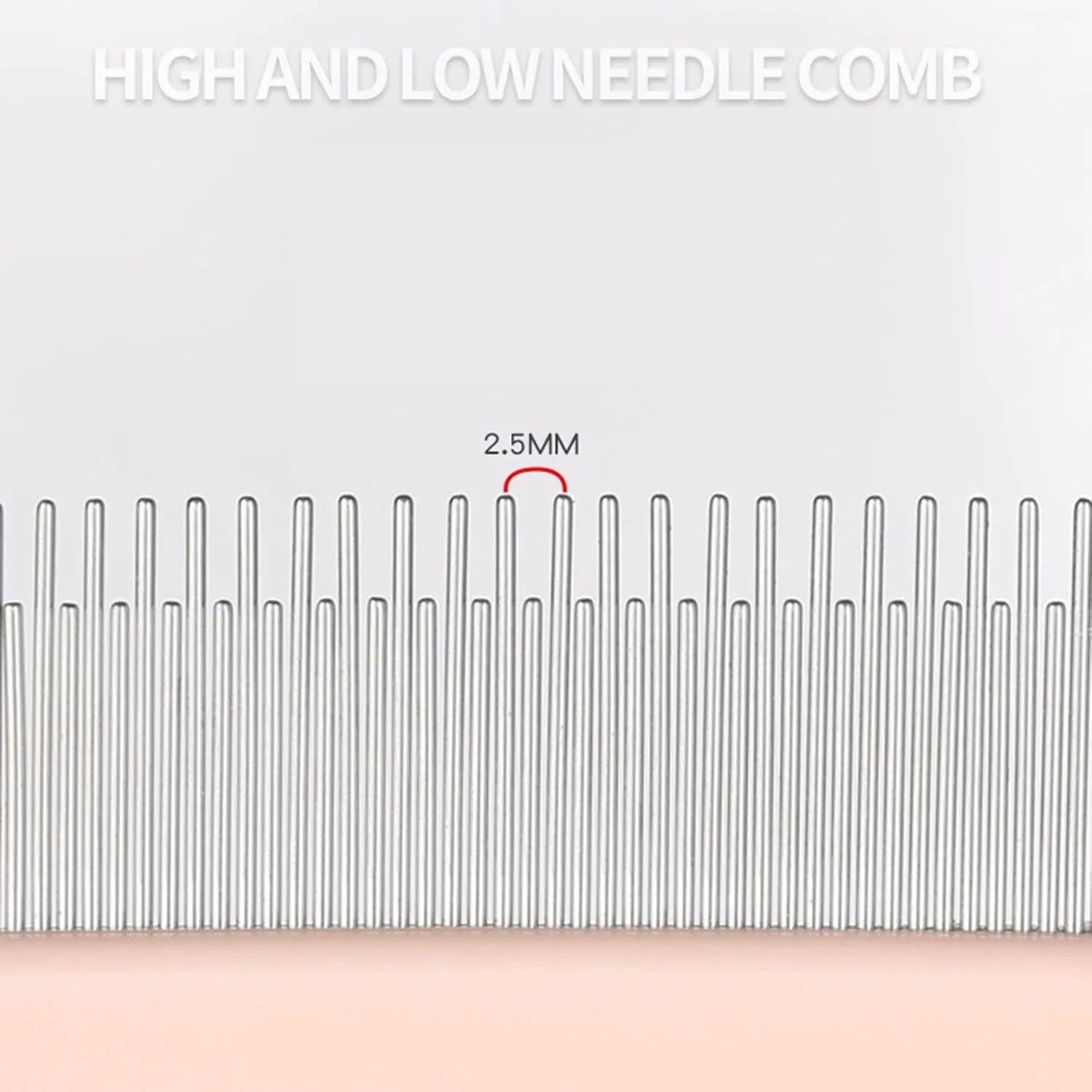 Blue pet detangler comb with rubber handle and multiple needle teeth types for dog and cat grooming.