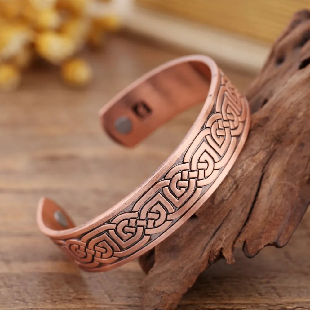 Unisex alloy health magnet bracelet with geometric design and electroplated bronze or rose gold finish