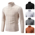 Men's slim fit chenille turtleneck pullover in milky white showing front view