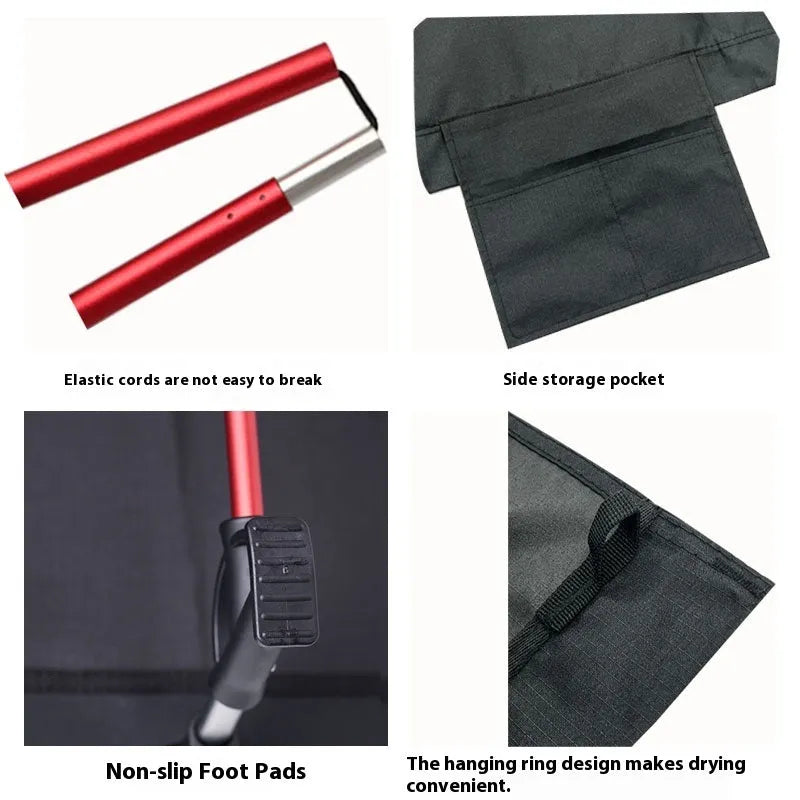 Ultra-light camping folding bed with aluminium alloy frame and Oxford cloth, 190x65x15cm, black colour
