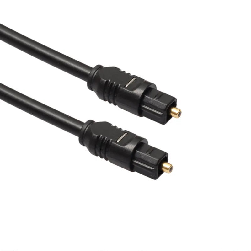Black Toslink digital optical audio cable with square connectors, 2 metres long