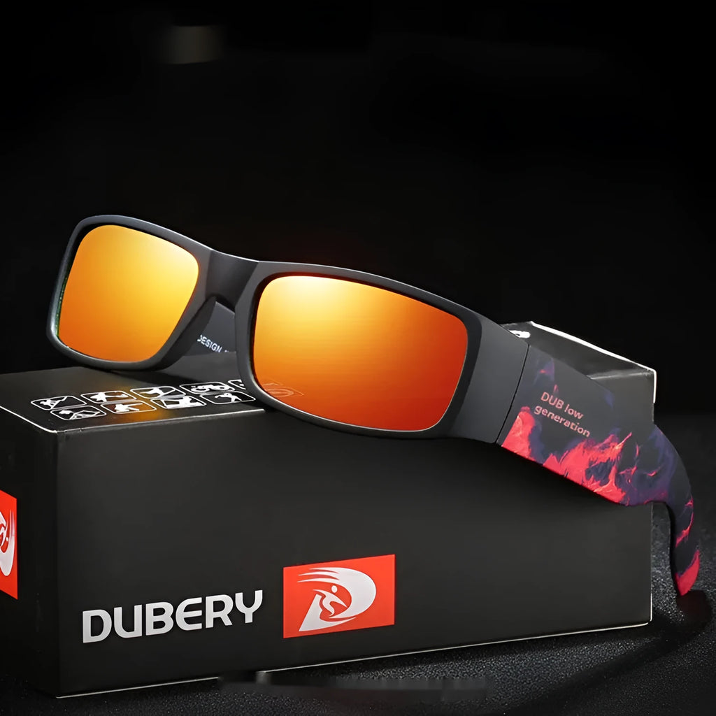 Gothic unisex cycling sunglasses with PC lenses and box-shaped plastic frame, 138x38x125mm
