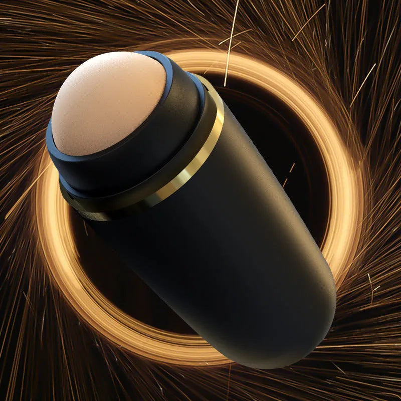 Portable volcanic stone oil absorbing ball in 3x8x2cm size for facial oil control, shown in white, black, and pink colours