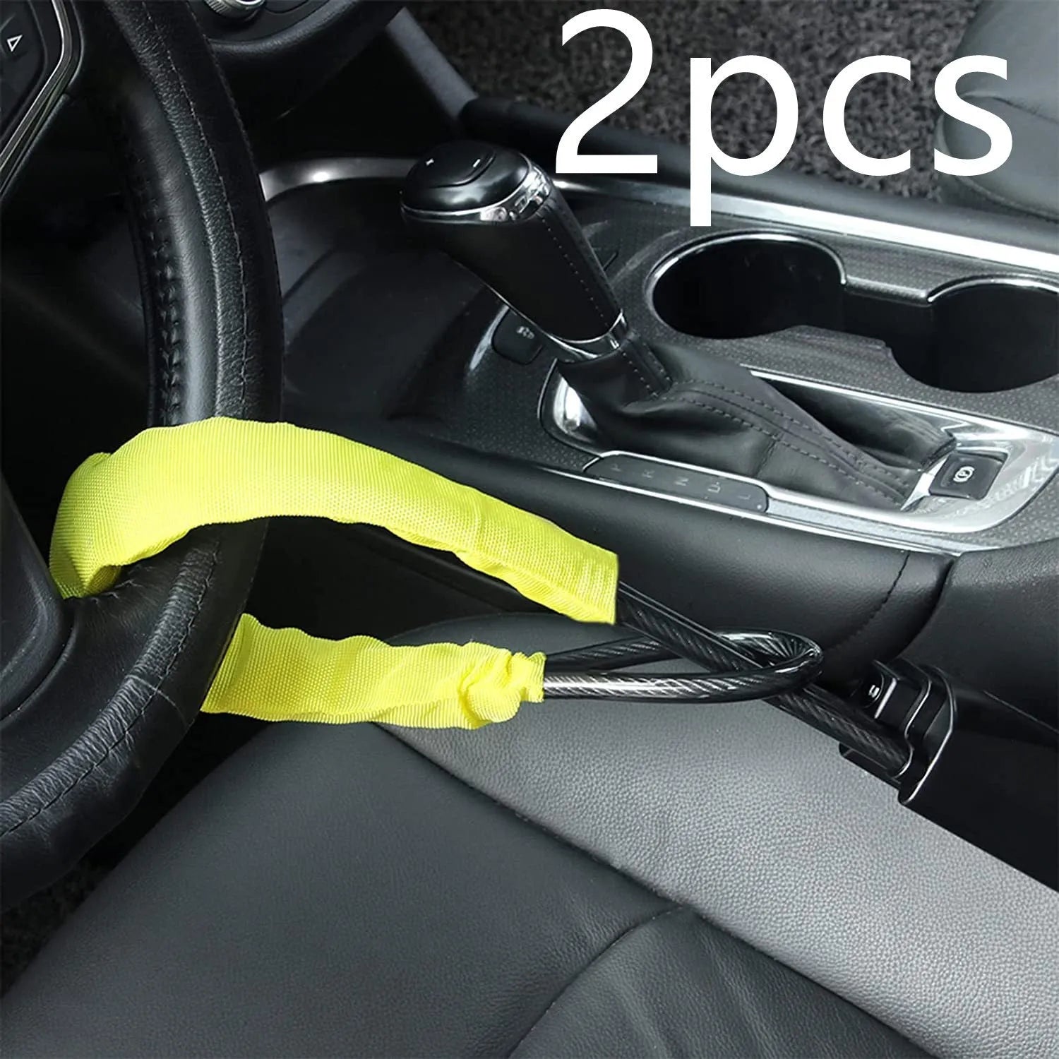 Car steering wheel wire rope security lock with iron construction for General Motors vehicles