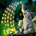 Resin elephant outdoor sculpture with integrated LED lighting for garden decoration