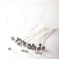White cotton candle wicks in three lengths: 2.6cm, 6cm, and 8cm for DIY candle making