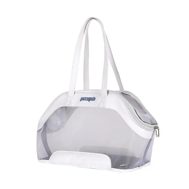 Leather cat outing carry bag in solid colour with 25 litre capacity