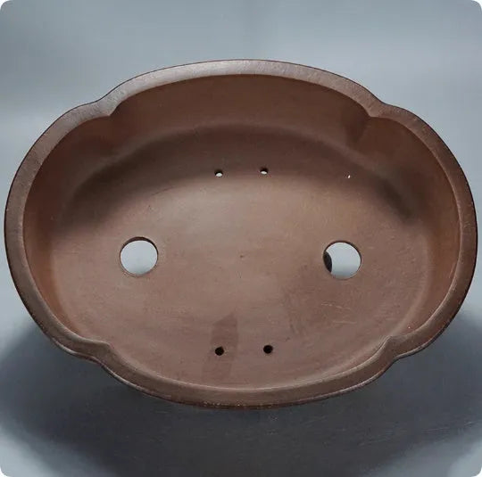 Classical simple purple clay bonsai flower pot for tabletop or floor.