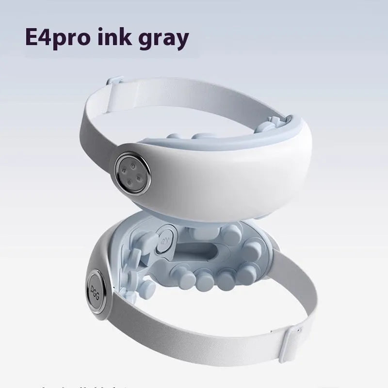 Steam Smart Bluetooth rechargeable eye hot compress massager in purplish grey colour on a table.