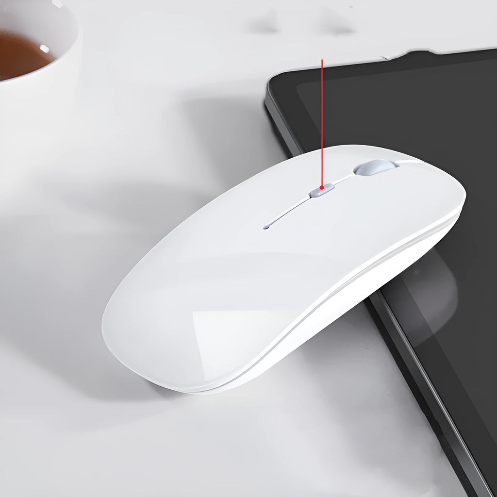 Wireless Bluetooth mouse in black or white with 1600dpi optical resolution for laptop and iPad use