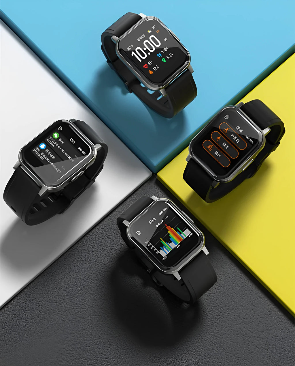 Black waterproof smart fitness bracelet with 1.4-inch screen on silicone wrist strap